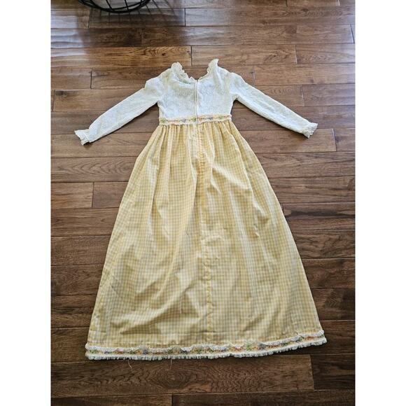 Vintage 1970's Floral Lace Praire Dress Boho Cottagecore Peasant Women's M - Picture 3 of 16